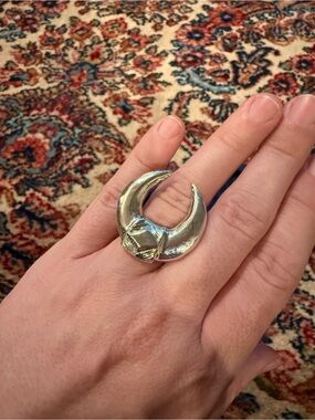Ax + Apple silver crescent ring